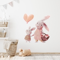 Nálepka na stenu - Zajačiky - 50 x 45 cm