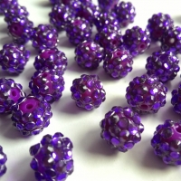 Akrylové shamballa korálky fialové