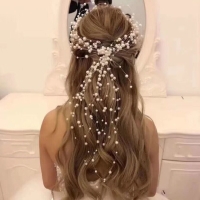 Ozdoba do vlasov - Čelenka perličková - Bielo strieborná