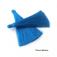 Hodvábny strapcový prívesok 65 mm - Modrá