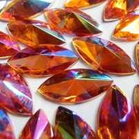 Ozdobné kamienky 7 x 15 mm, ihlanovitý výbrus - AB oranžová
