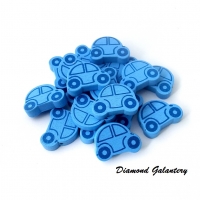 Drevená korálka Auto modré 25 x 18 mm