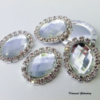 Ozdoba štrasová ovál 20 x 25 mm - Crystal
