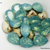 Ozdobné slzičky 13 x 18 mm - Zelenomodré