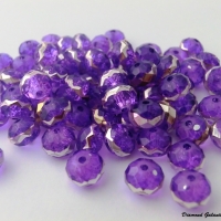 Rondelkové korálky 8 mm fialové so strieborným pásom