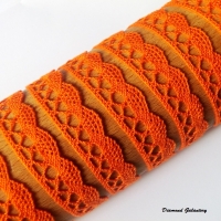 Bavlnená krajka - oranžová II - 13 mm
