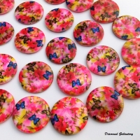 Korálka kruh 25 mm - motýliky