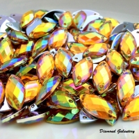 Ozdobné kamienky našívacie 7 x 15 - Topaz AB