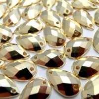 Ozdobné kamienky našívacie 8 x 12 mm - Champagne Zlaté