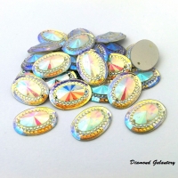 Našívacie kamienky - 13 x 18 mm - ovál - Crystal AB
