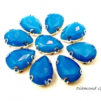 Našívacia aplikácia s lôžkom - 13 x 18 mm - Modrý opál