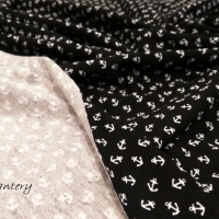 Úplet Kotvy - biele na čiernom - cena za 10 centimetrov