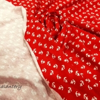 Úplet Kotvy - biele na červenom - cena za 10 centimetrov