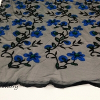 Krajková látka - Kvietky modré - cena za 10 cm
