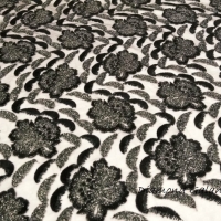 Krajková látka - Čierno šedá - cena za 10 cm