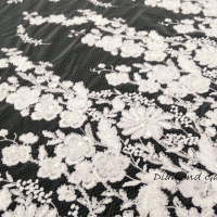 Luxusná krajková látka - Biela vzor III - cena za 10 cm