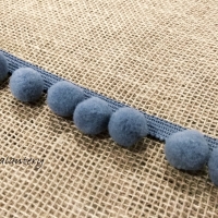 Ozdobná pompom lemovka - 30 mm - šedá