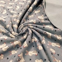 Úplet - Zajačiky na šedom - cena za 10 centimetrov