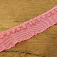 Krajka Pompom elastická - 40 mm - Ružová