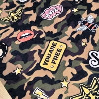 Teplákovina - Maskáč s potlačou - cena za 10 centimetrov