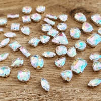 Našívacia kamienky mix veľkostí - 50 kusov - Crystal AB