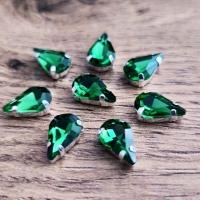 Našívacia aplikácia s lôžkom - 8 x 13 mm - Emerald