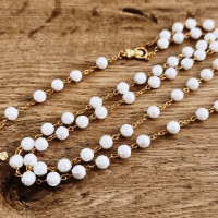 Ruženec - S vyrezávanou korálkou - Zlato biely