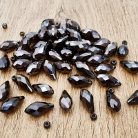 Korálky sklenená kvapka bočný prevlek 12 mm - Gunmetal