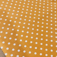 Bavlnená látka - Bodky 8 mm Žltá biele bodky - cena za 10 centimetrov