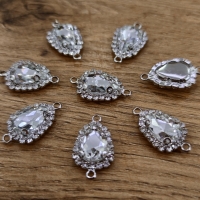 Štrasový medzikus 10 x 14 mm - Slzička - Crystal