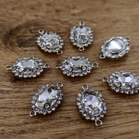 Štrasový medzikus - 10 x 14 mm - Ovál - Crystal