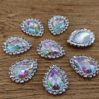 Štrasová slzička - 20 x 25 mm - Crystal AB