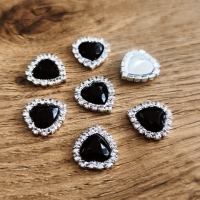 Ozdobné štrasové srdiečka 16 mm - Čierne