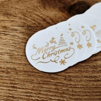 Vianočná visačka - Merry Christmas - 45 mm - Biela