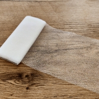 Tyl 12 cm - Strieborné Bodky - Béžový