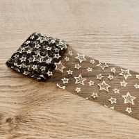 Tyl 60 mm - Hviezdičky - Čierny podklad zlaté hviezdy