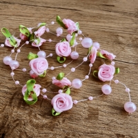 Perličková girlanda ružičky - Ružové
