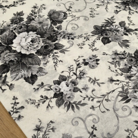 Bavlna režná - Flowers Monochrome - cena za 10 centimetrov