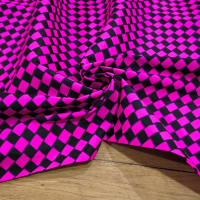 Bavlna režná - Kocky ružovo čierne - cena za 10 centimetrov