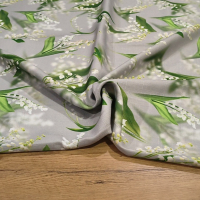 Bavlna režná - Konvalinky - cena za 10 centimetrov