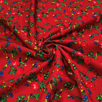 Krojova látka - Kvety červené malé na červenom - cena za 10 cm