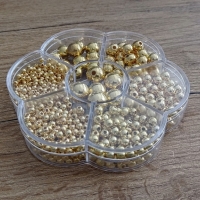 Korálky perličkové - 3-12 mm - Zlaté - Mix 1150 kusov