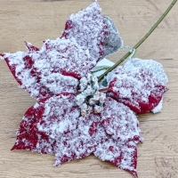 Vianočná ruža - Červená zasnežená - 330 mm