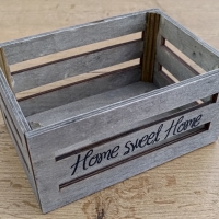 Dekoračná drevená bednička - Home Sweet home - 16 x 11 x 8 - Sivá