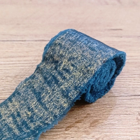 Ozdobná stuha 45 mm - Zelenomodrá so zlatým vláknom