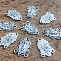 Ružencový medzikus - 20 x 14 mm - Strieborný